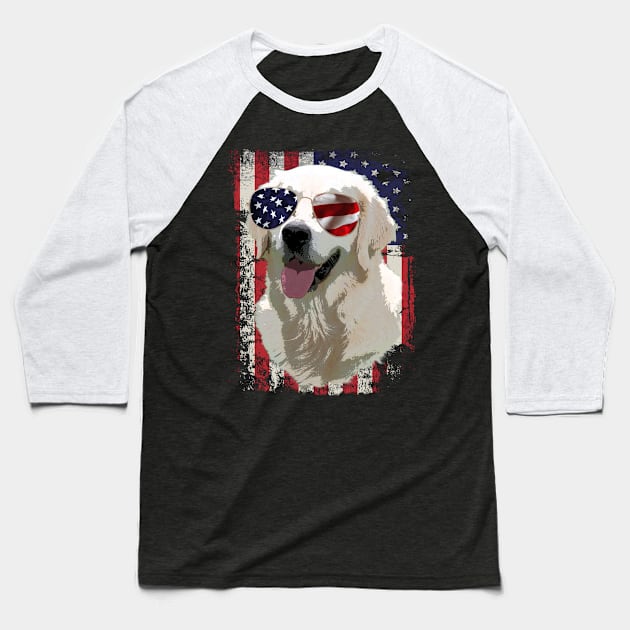 American Flag Great Pyrenees Dreams, Trendy Tee Collection for Dog Enthusiasts Baseball T-Shirt by Kevin Jones Art